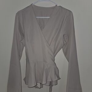 Chic Cream Wrap Blouse